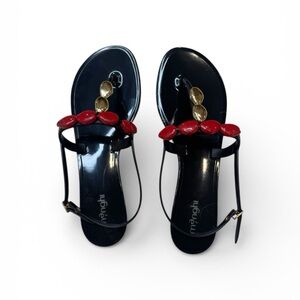 Menghi Black and Red Women's Sandals